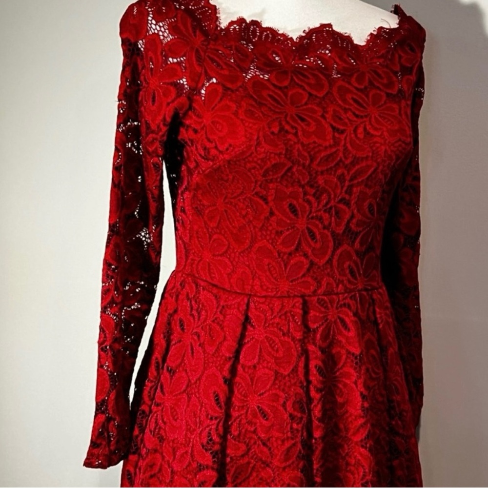 Miusol red Lace Long Sleeve Dress size extra small ism - Picture 7 of 10